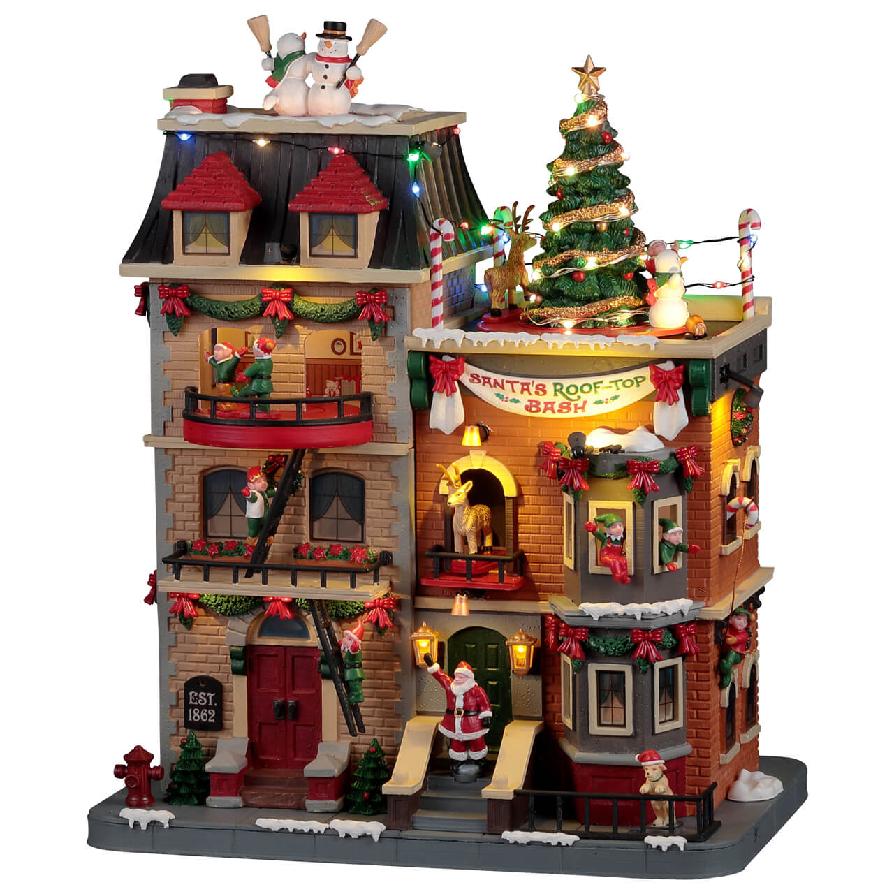 LEMAX 25861-UK Santa's Rooftop Bash, Incl. Adaptor 74254, 550 mA (White)