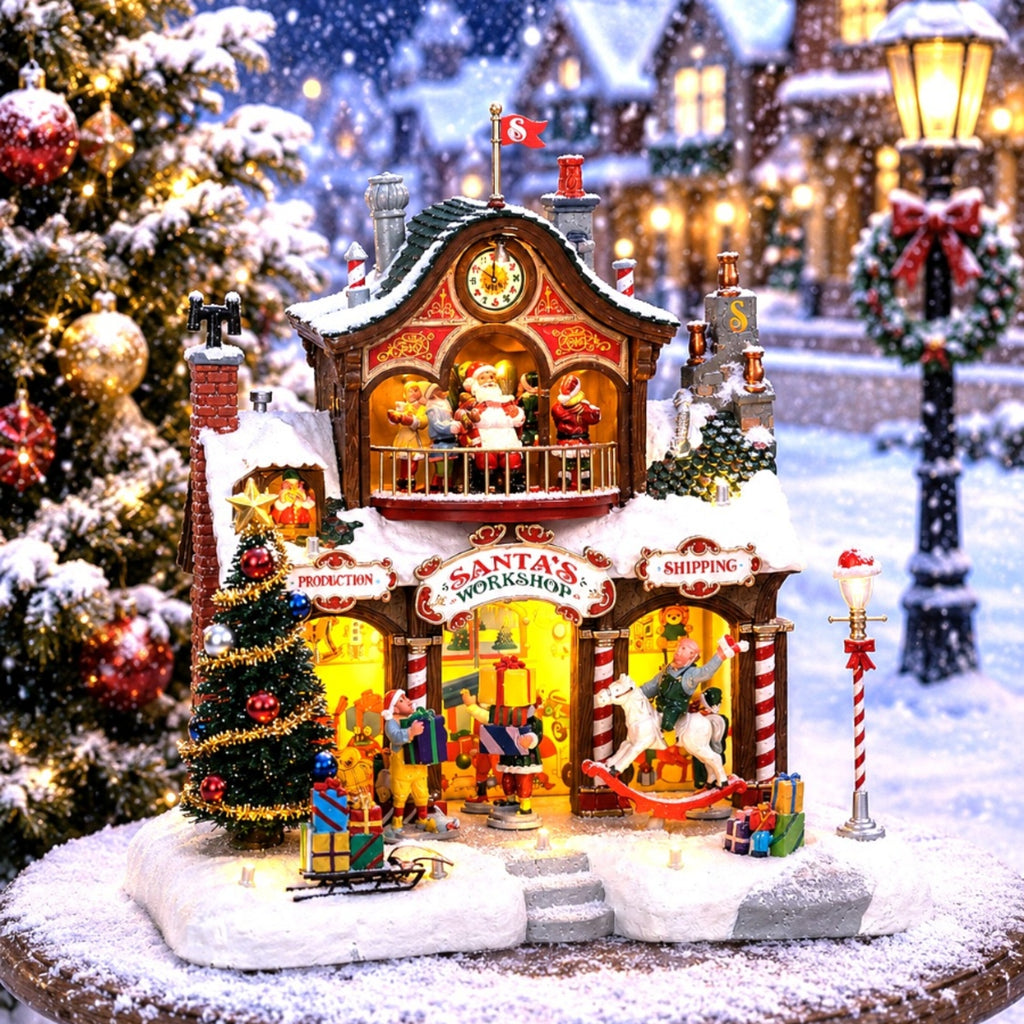 LEMAX 35558-UK Santa's Workshop, Incl. Adaptor 74254, 550 mA (White)