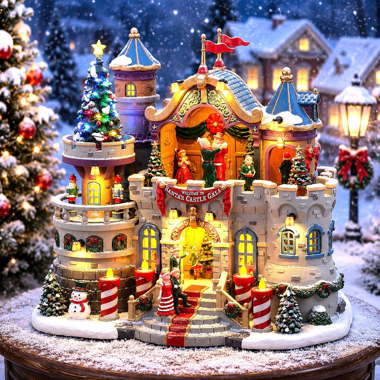 LEMAX 45270-UK Santa's Castle Gala, Incl. Adaptor 74254, 550 mA (White)