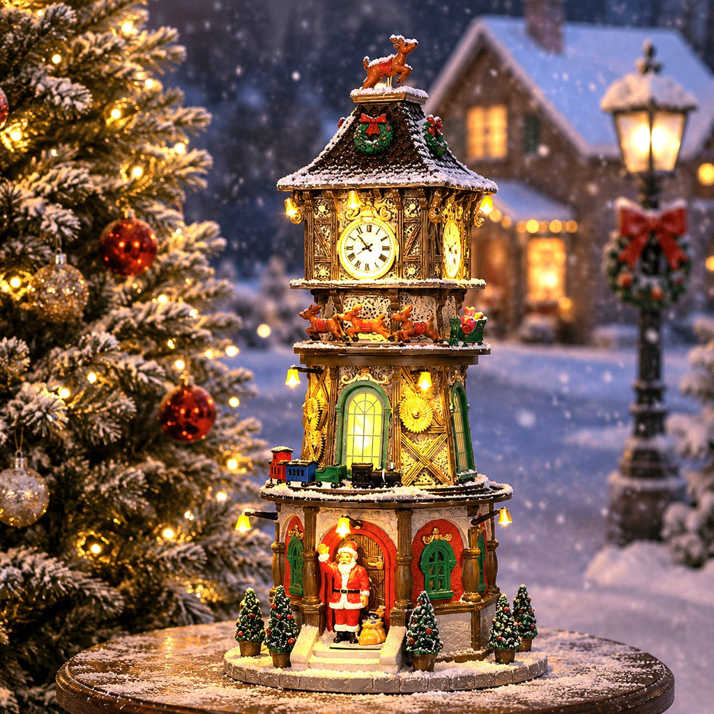 LEMAX 45735-UK Christmas Clock Tower, Incl. Adaptor 74254, 550 mA (White)