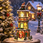LEMAX 45735-UK Christmas Clock Tower, Incl. Adaptor 74254, 550 mA (White)