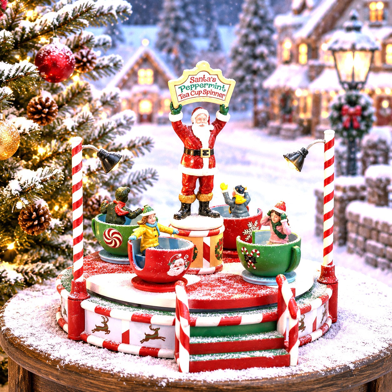 LEMAX 54446 Santa's Peppermint Teacup Spinner, B/O (4.5V)