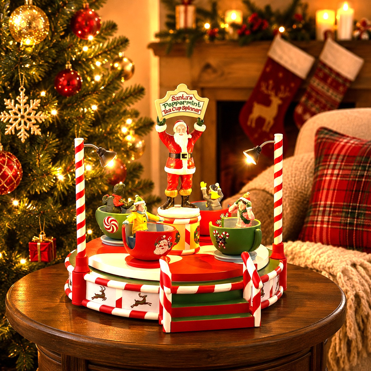 LEMAX 54446 Santa's Peppermint Teacup Spinner, B/O (4.5V)