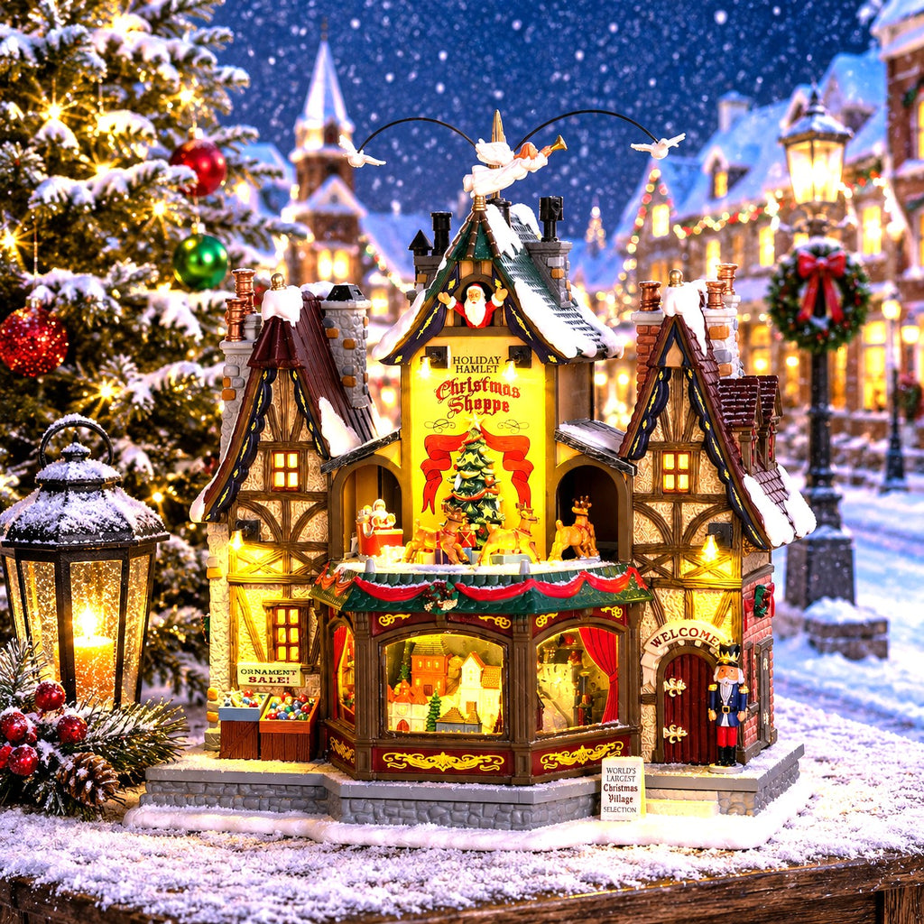 LEMAX 55026-UK Holiday Hamlet Christmas Shoppe, Incl. Adaptor 74254, 550 mA (White)