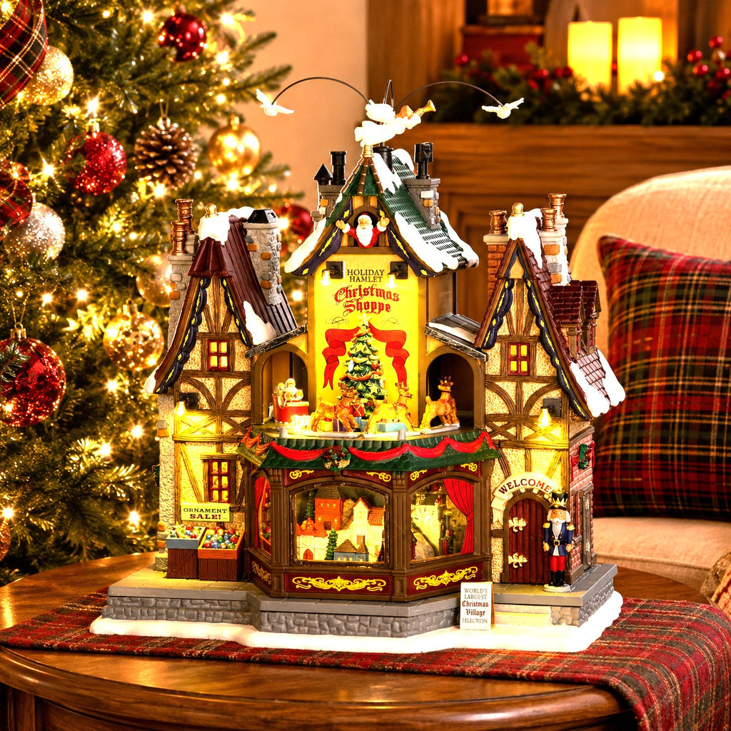 LEMAX 55026-UK Holiday Hamlet Christmas Shoppe, Incl. Adaptor 74254, 550 mA (White)