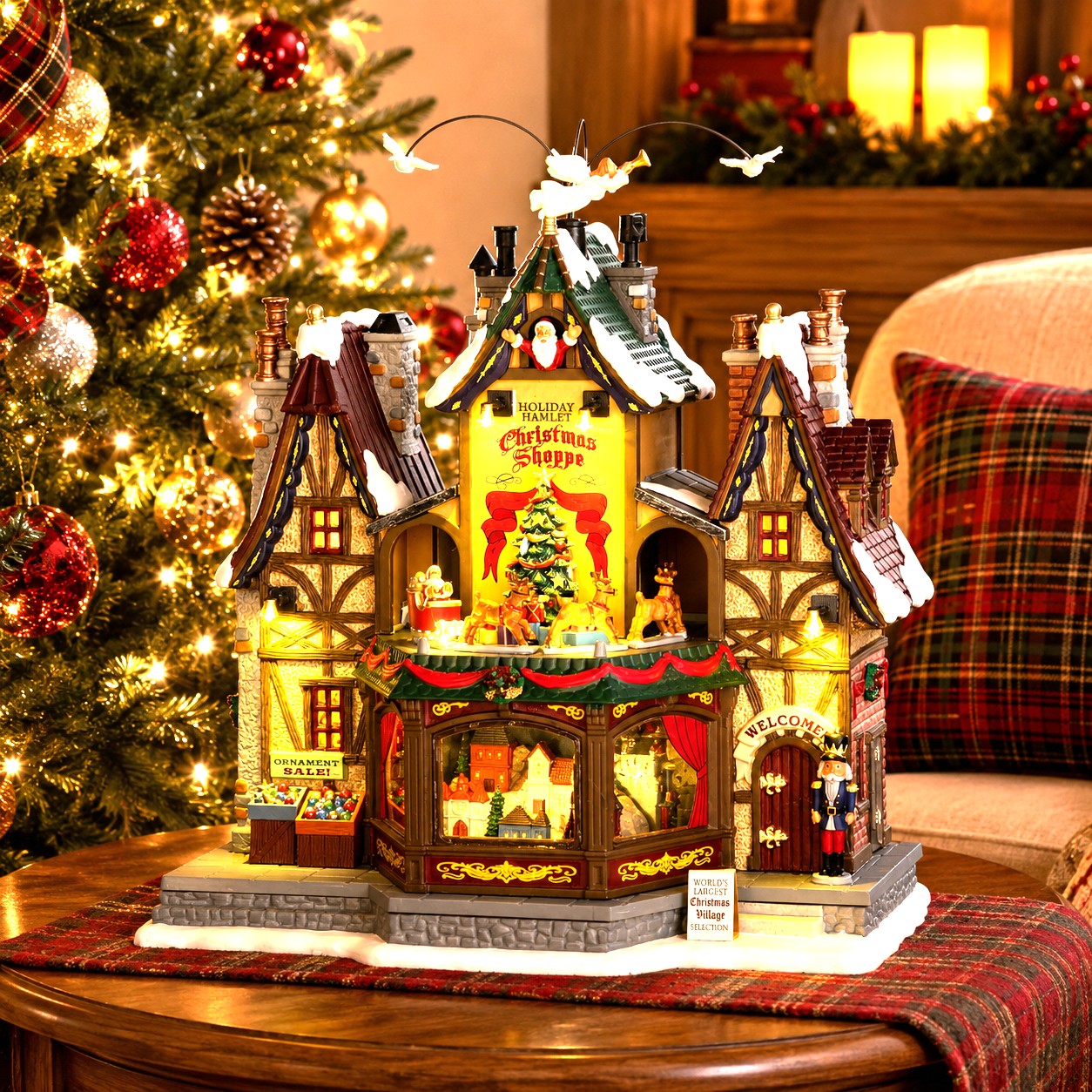 LEMAX 55026-UK Holiday Hamlet Christmas Shoppe, Incl. Adaptor 74254, 550 mA (White)