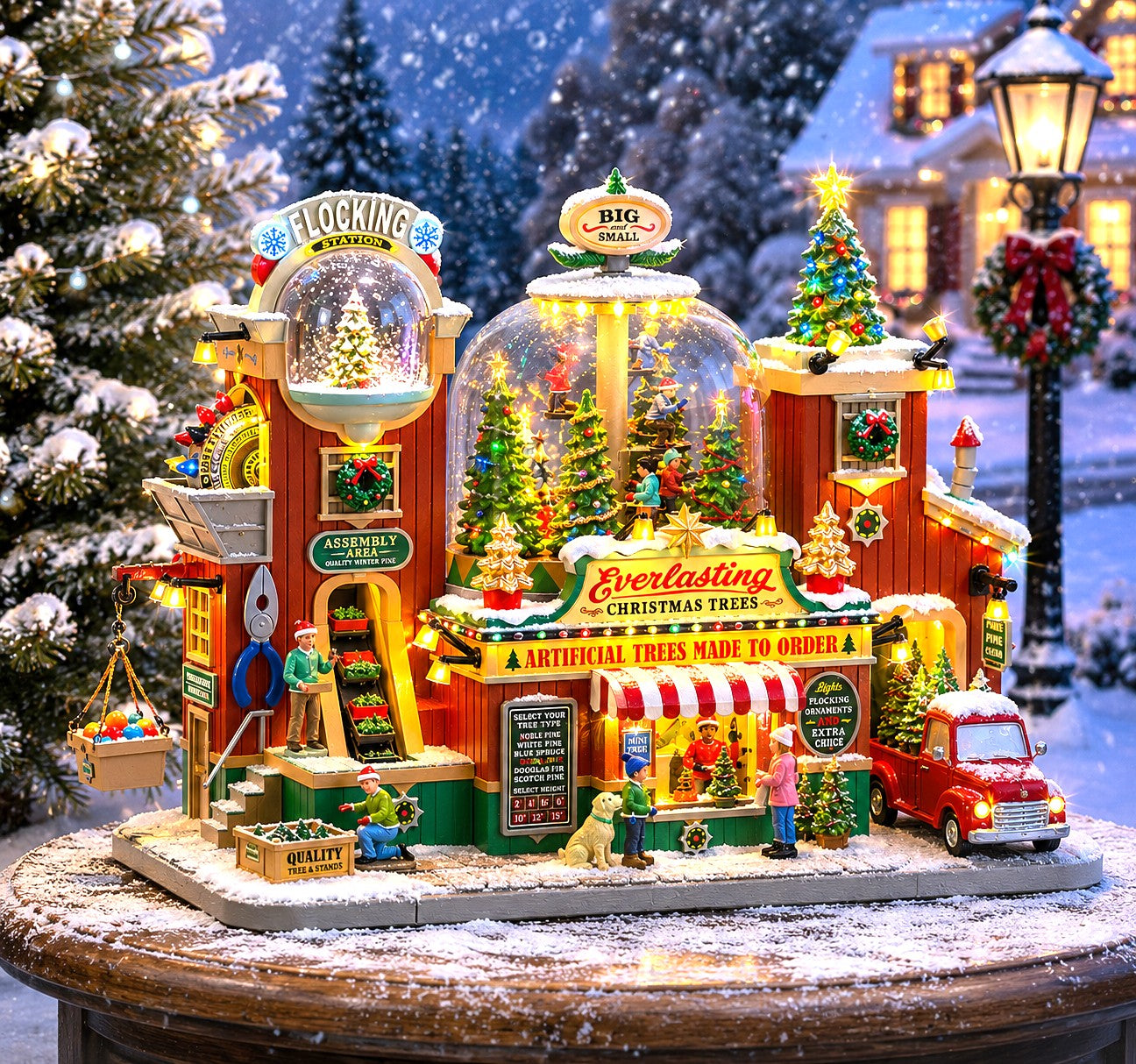 LEMAX 55324 Everlasting Christmas Trees - Lighted Christmas Village Building with Sound (2026)