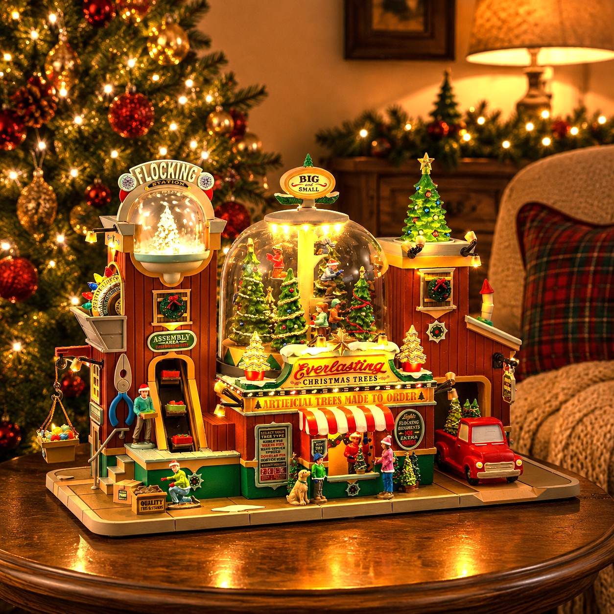 LEMAX 55324 Everlasting Christmas Trees - Lighted Christmas Village Building with Sound (2026)