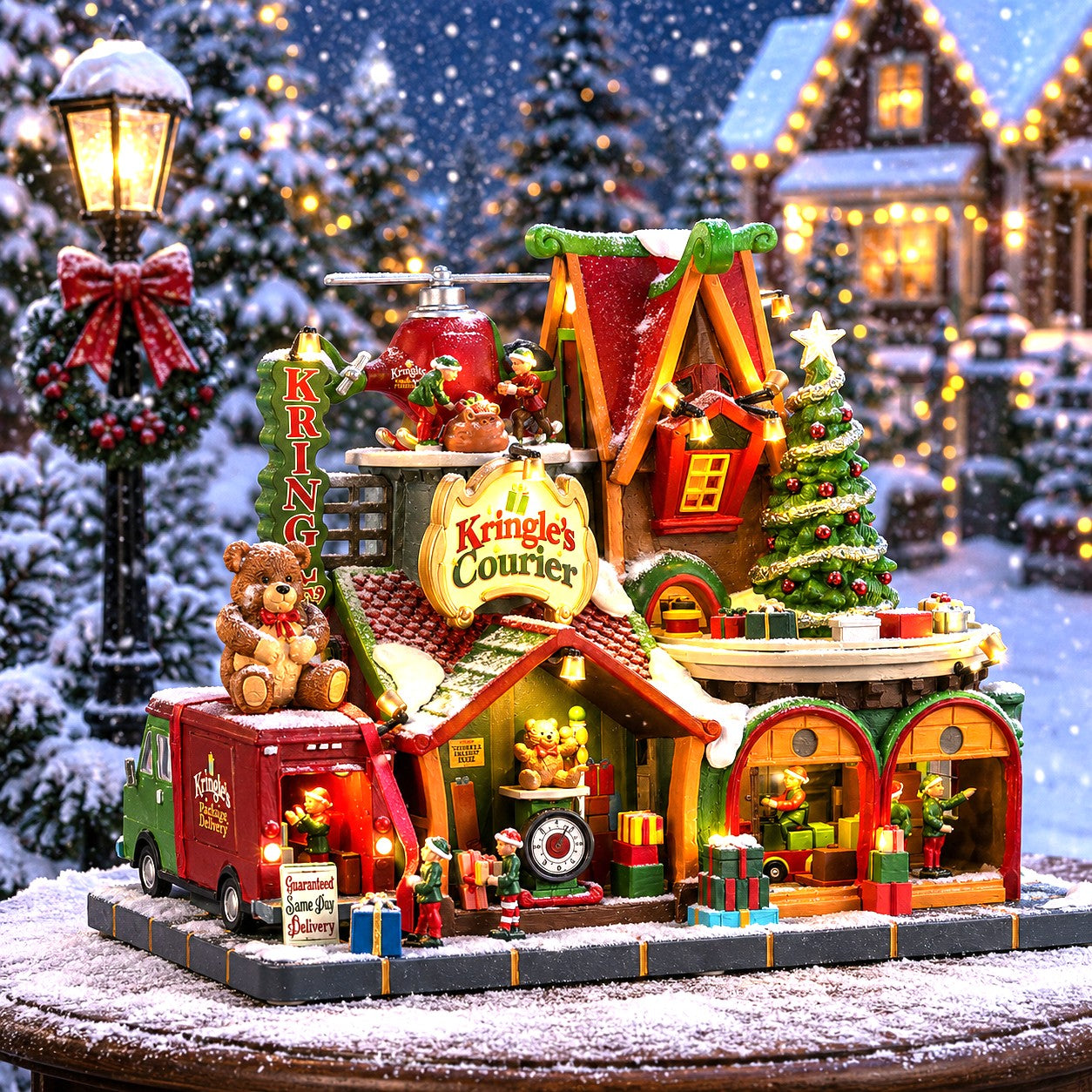 LEMAX 55325 Kringle's Courier - Lighted Christmas Village Building with Sound (2025)
