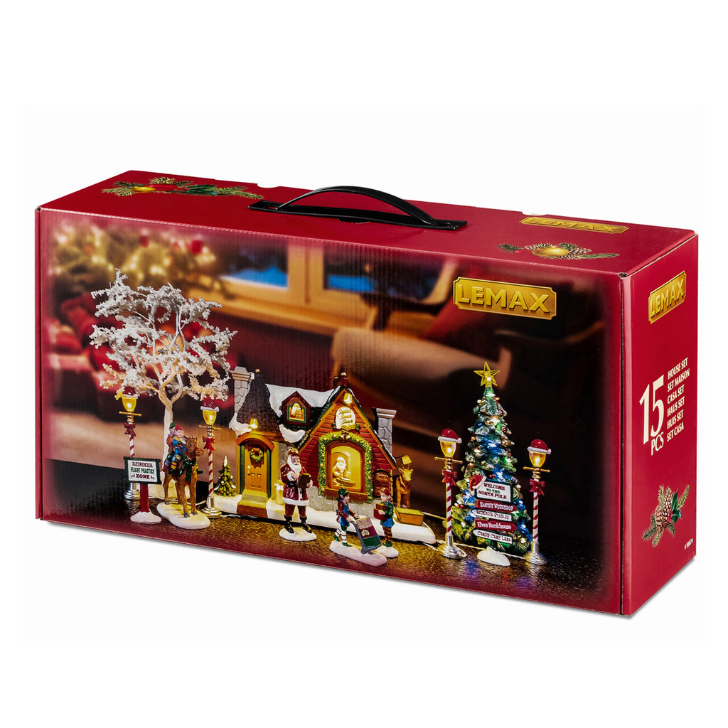 LEMAX 56674-UK Santa's Snack Shack Set, INCL. Adaptor 74254, 550 mA (White)