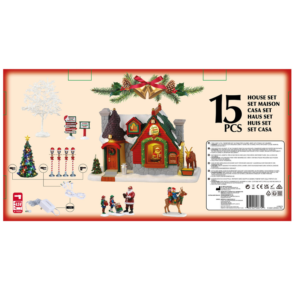 LEMAX 56674-UK Santa's Snack Shack Set, INCL. Adaptor 74254, 550 mA (White)