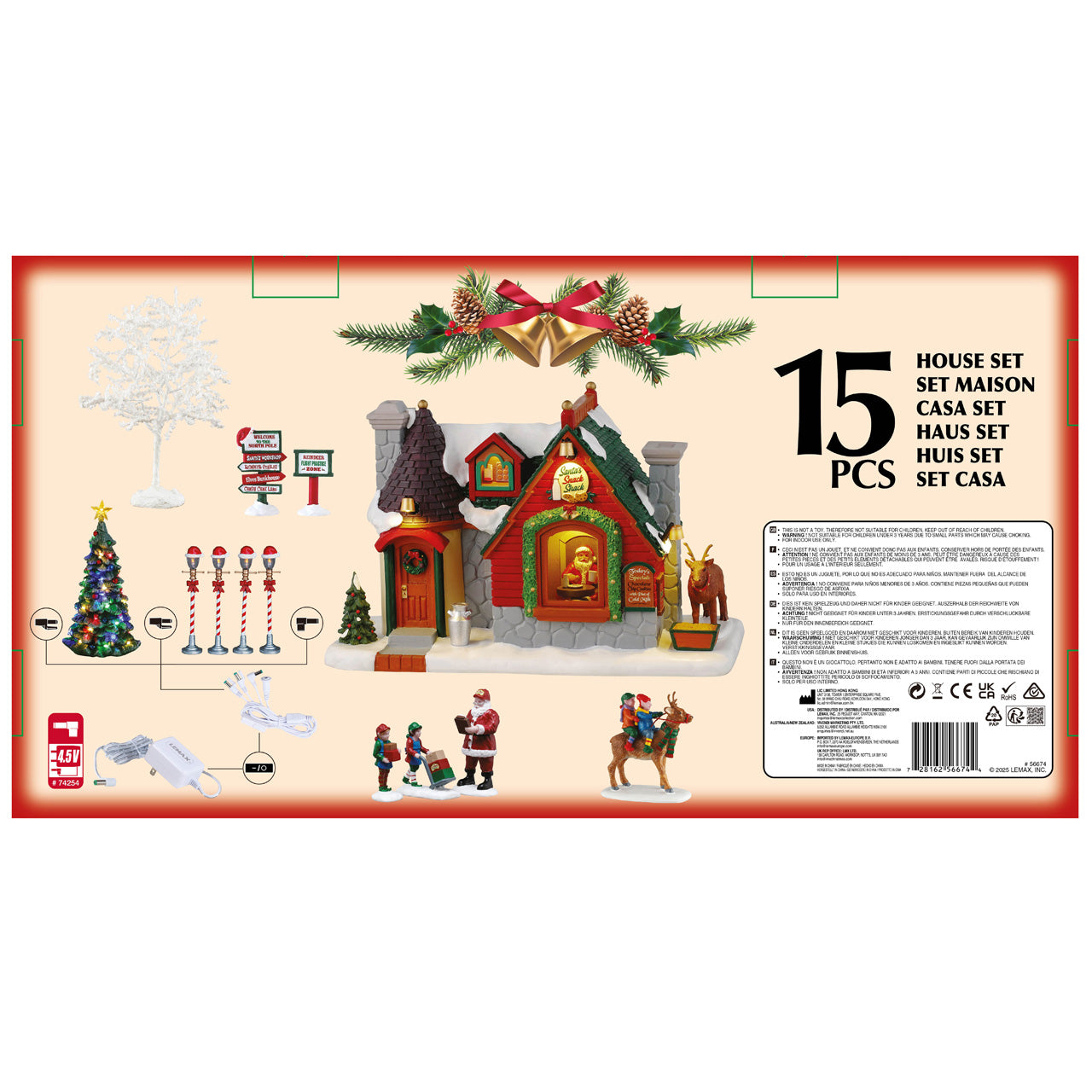 LEMAX 56674-UK Santa's Snack Shack Set, INCL. Adaptor 74254, 550 mA (White)