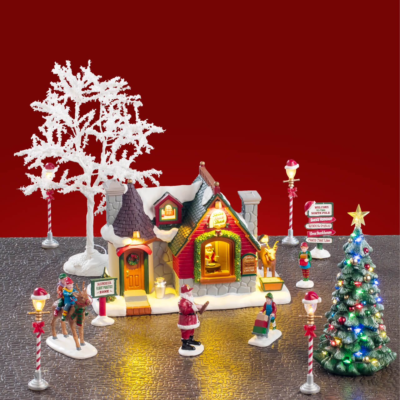 LEMAX 56674-UK Santa's Snack Shack Set, INCL. Adaptor 74254, 550 mA (White)