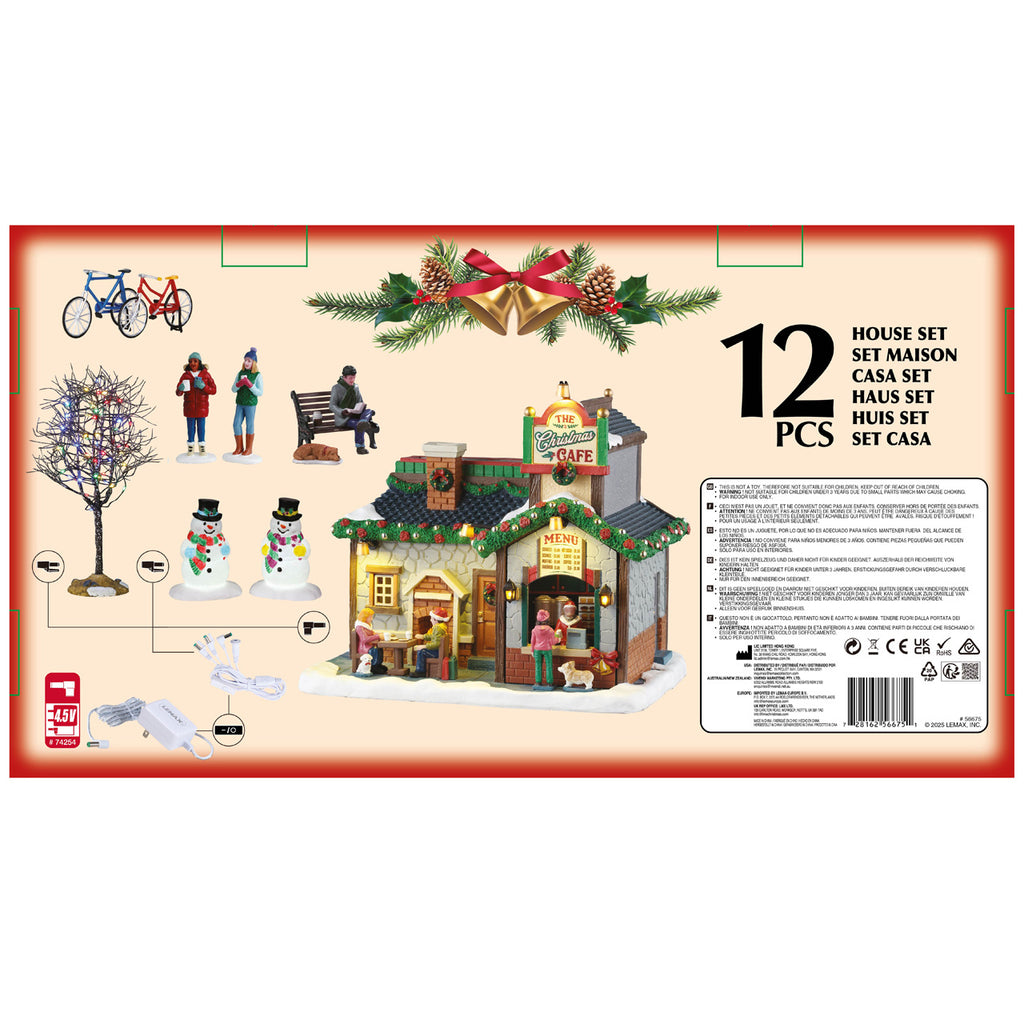 LEMAX 56675-UK The Christmas Cafe Set, INCL. Adaptor 74254, 550 mA (White)