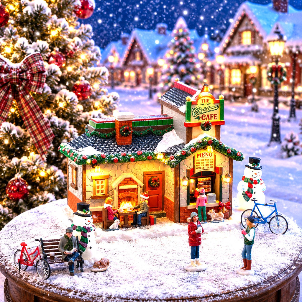 LEMAX 56675-UK The Christmas Cafe Set, INCL. Adaptor 74254, 550 mA (White)