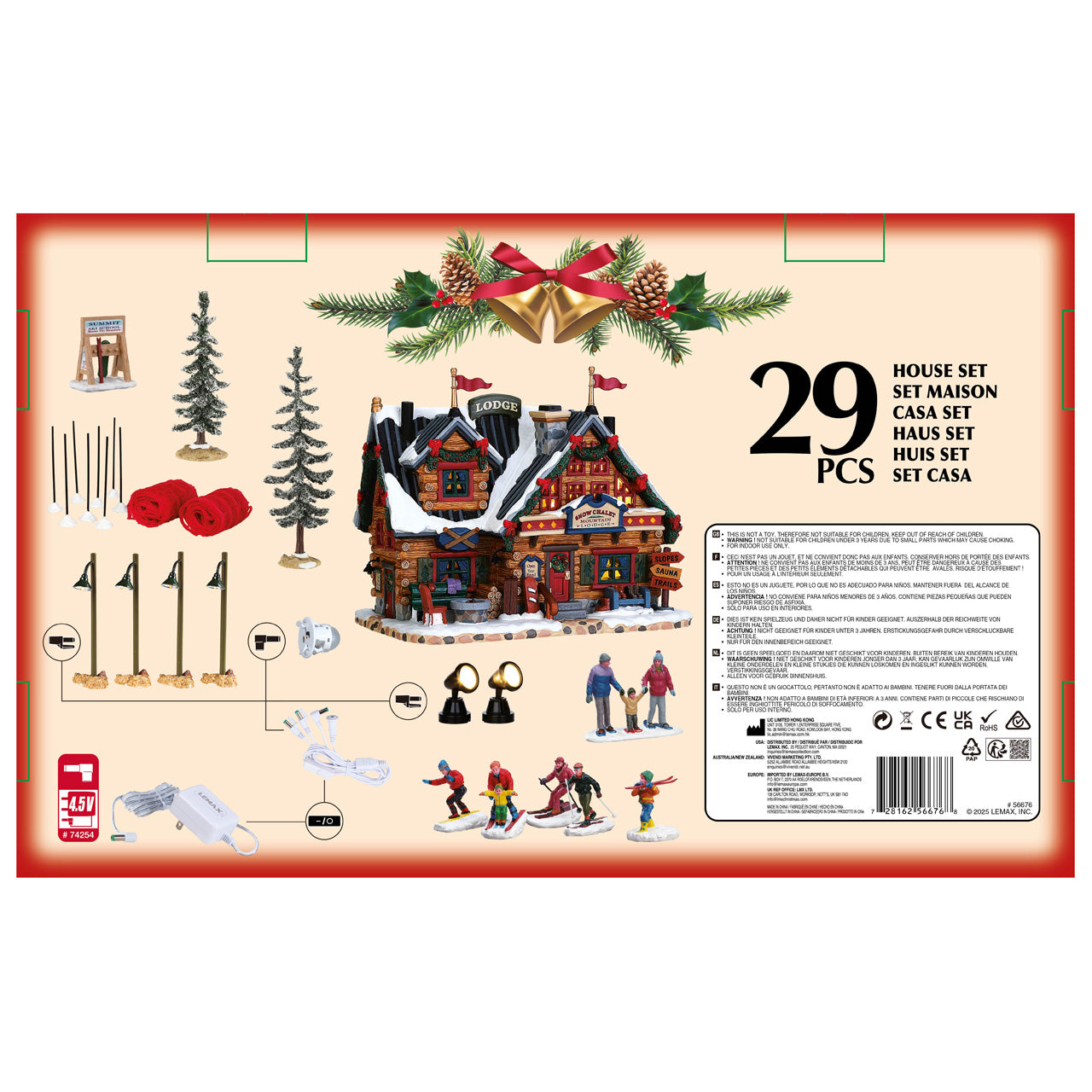 LEMAX 56676-UK Apres-Ski Lodge Set, INCL. Adaptor 74254, 550 mA (White)