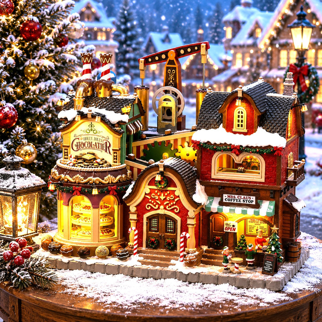 LEMAX 65521 The Holly Jolly Chocolatier & Mrs Claus Coffee Shop - Lighted Christmas Village Building with Sound (2026)