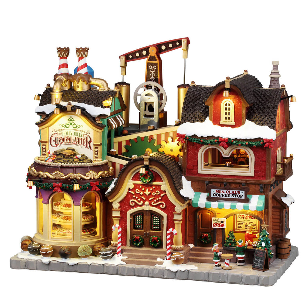 LEMAX 65521 The Holly Jolly Chocolatier & Mrs Claus Coffee Shop - Lighted Christmas Village Building with Sound (2026)