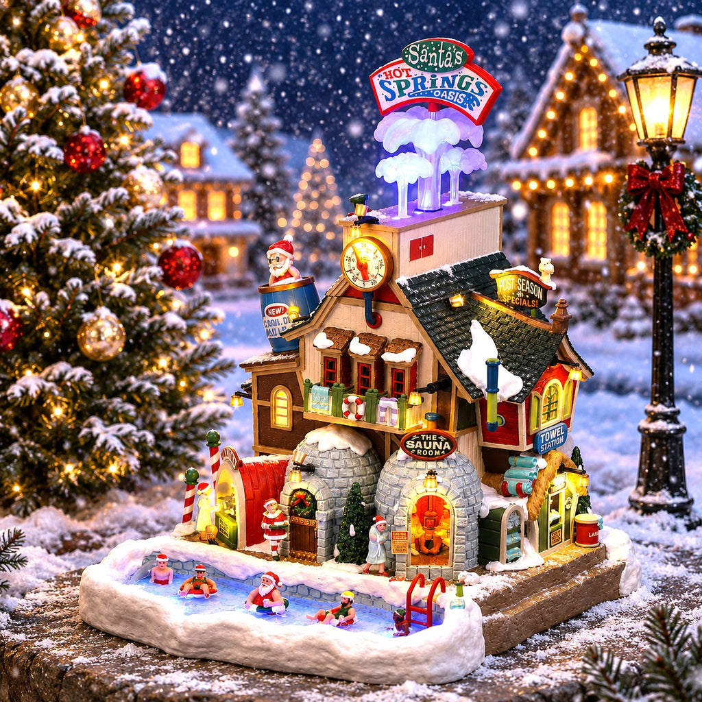 LEMAX 65522 Santa's Hot Springs Oasis - Lighted Christmas Village Building with Sound (2026)