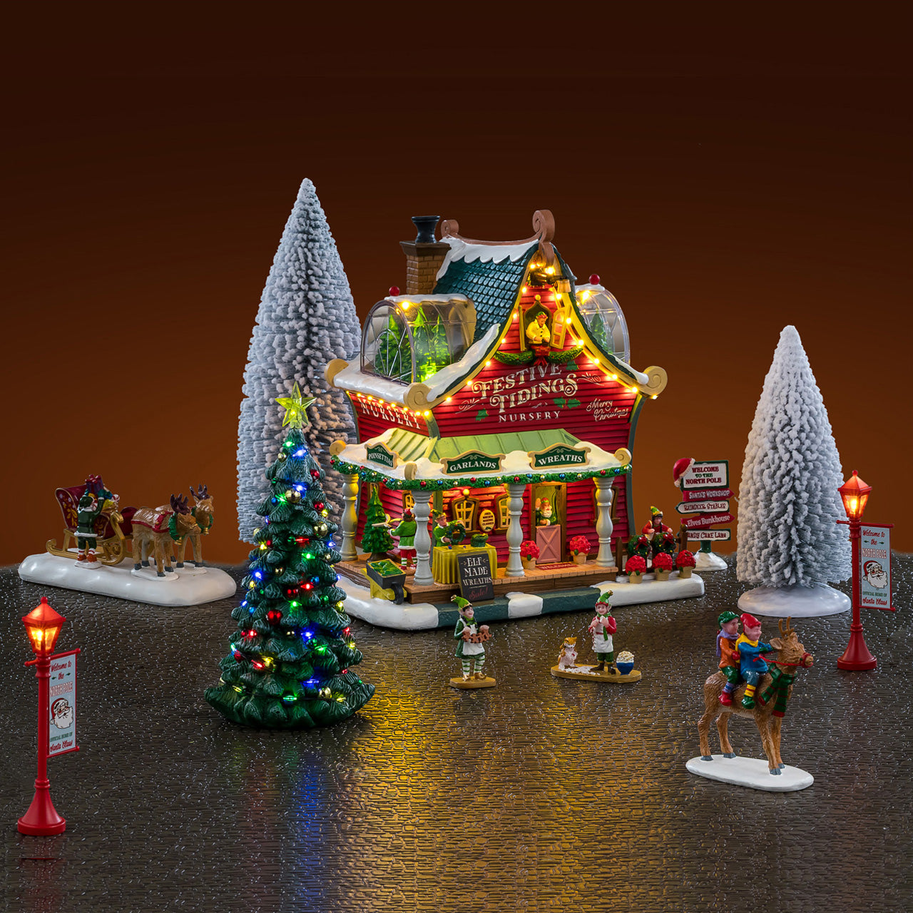 LEMAX 66708-UK Festive Tidings Nursery Set, INCL. Adaptor 74254, 550 mA (White)
